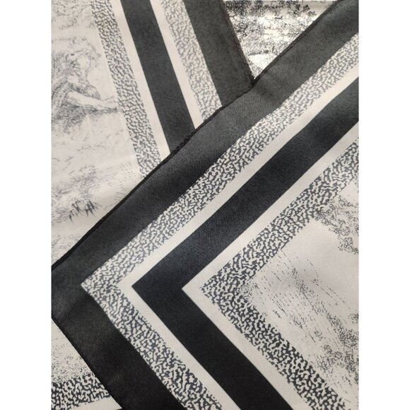 Black & White Affrican Animal Print Scarf 35x35 inch Satin Finish Square Design - Picture 11 of 13
